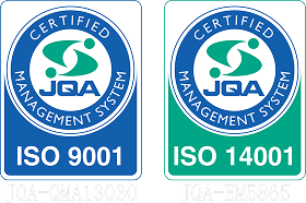 ISO 14001 と ISO 9001 の認証バッジ